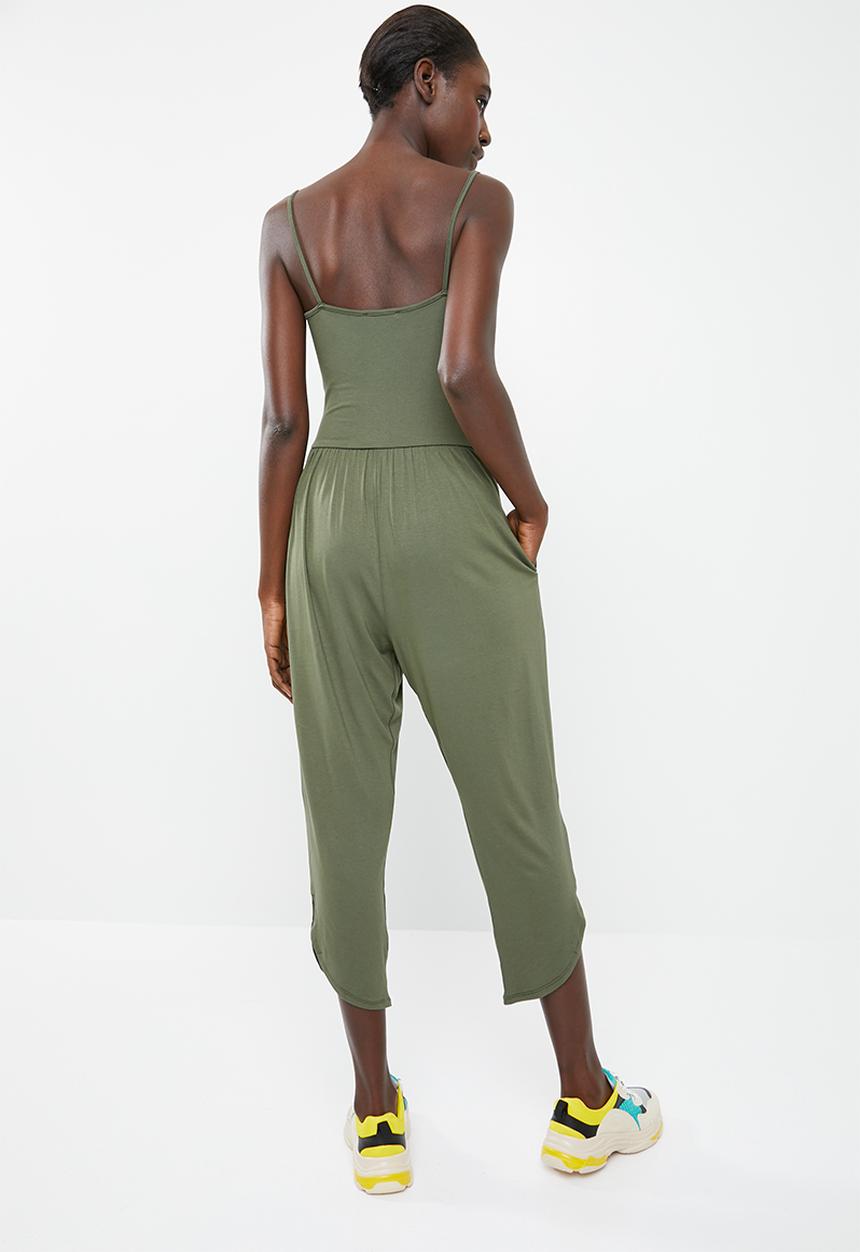 Superbalist - Strappy yoga jumpsuit with side pockets - khaki