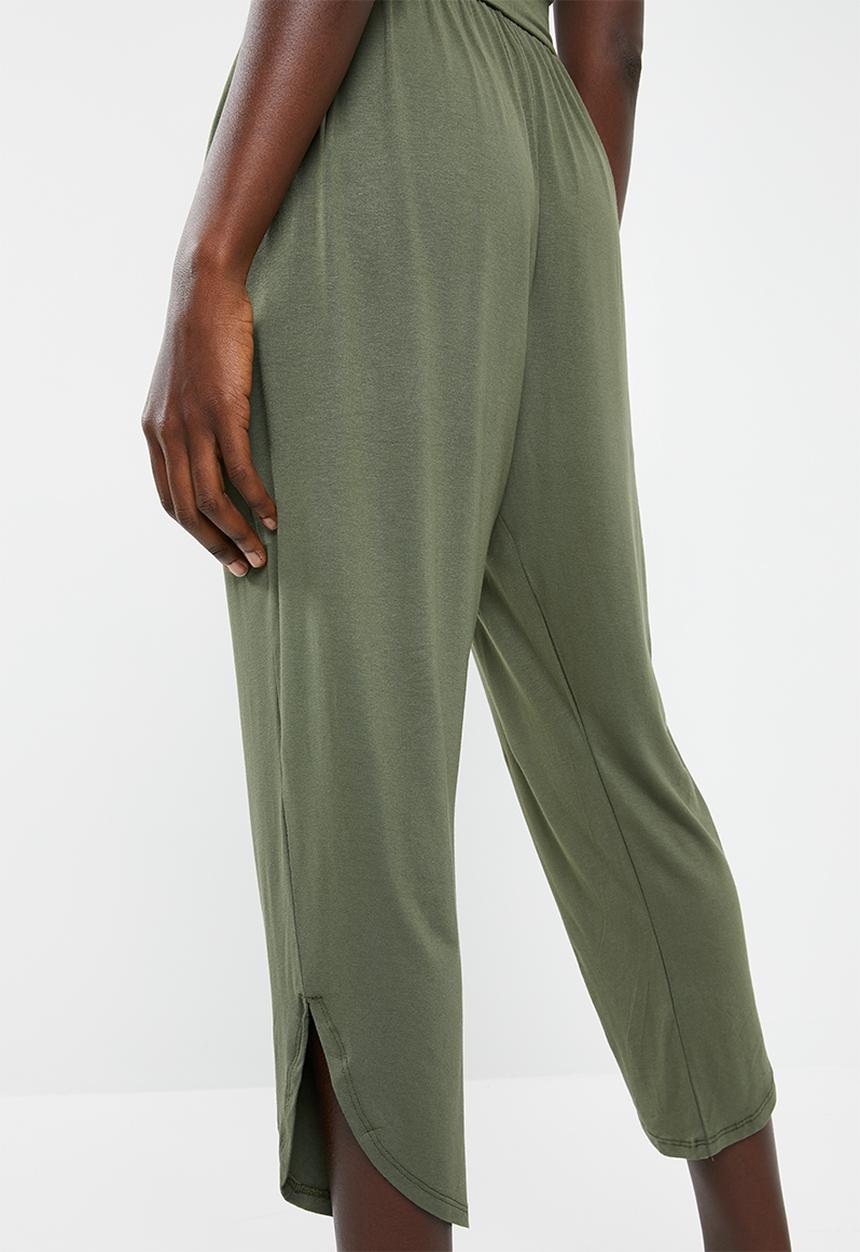 Superbalist - Strappy yoga jumpsuit with side pockets - khaki