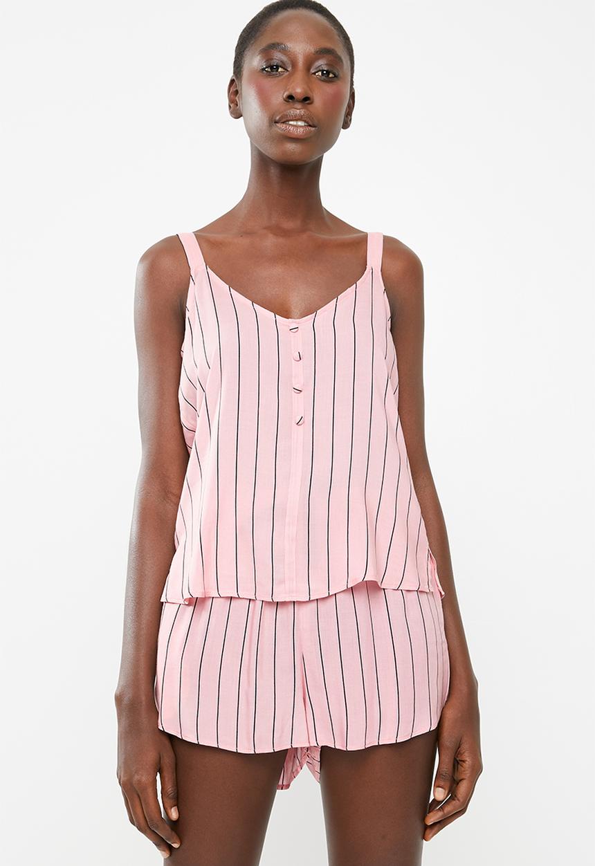 Superbalist - Sleep cami and shorts set -  pink & black 