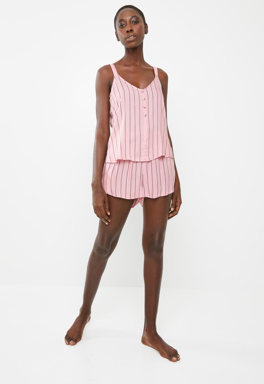 Superbalist - Sleep cami and shorts set -  pink & black 