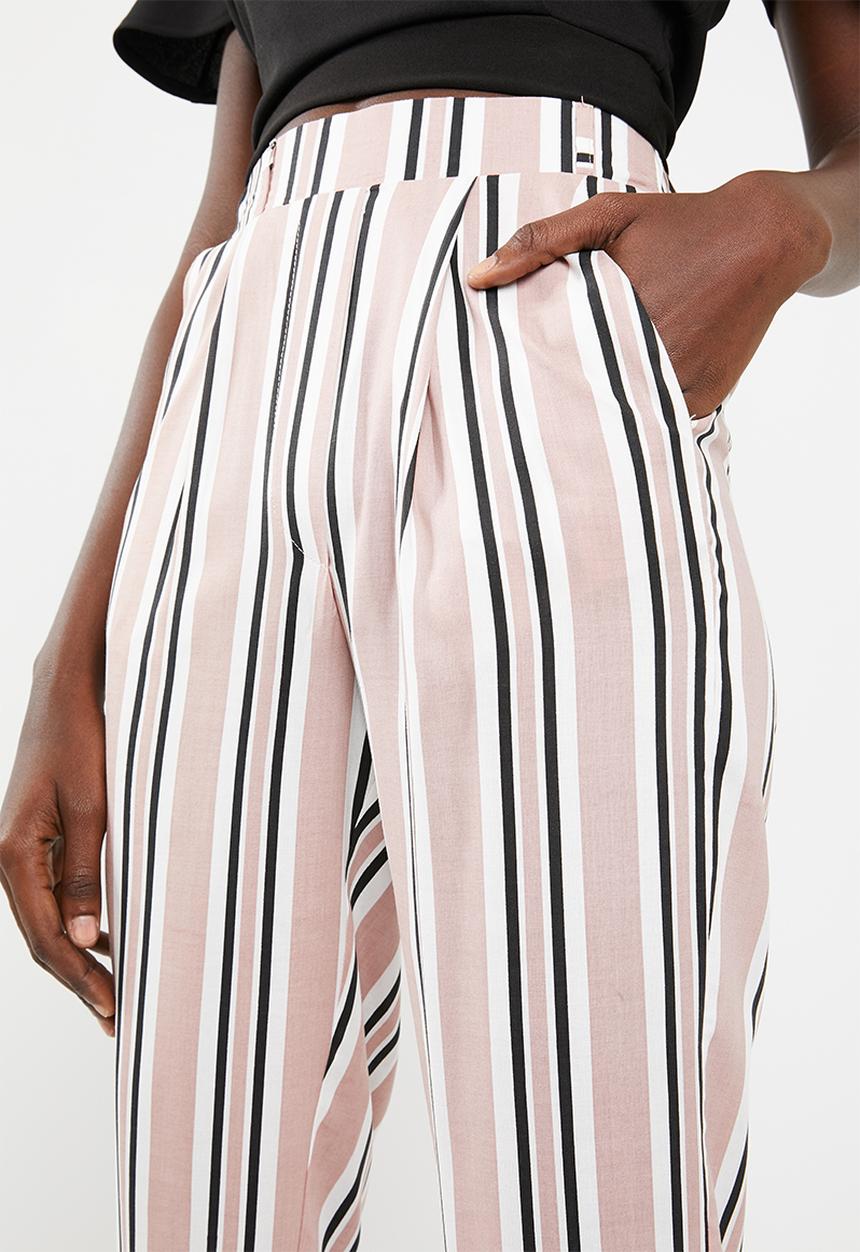 Superbalist - Soft tapered pants - pink, white & black