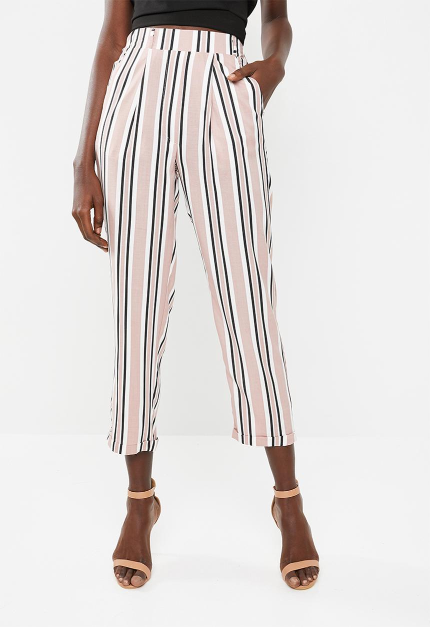 Superbalist - Soft tapered pants - pink, white & black