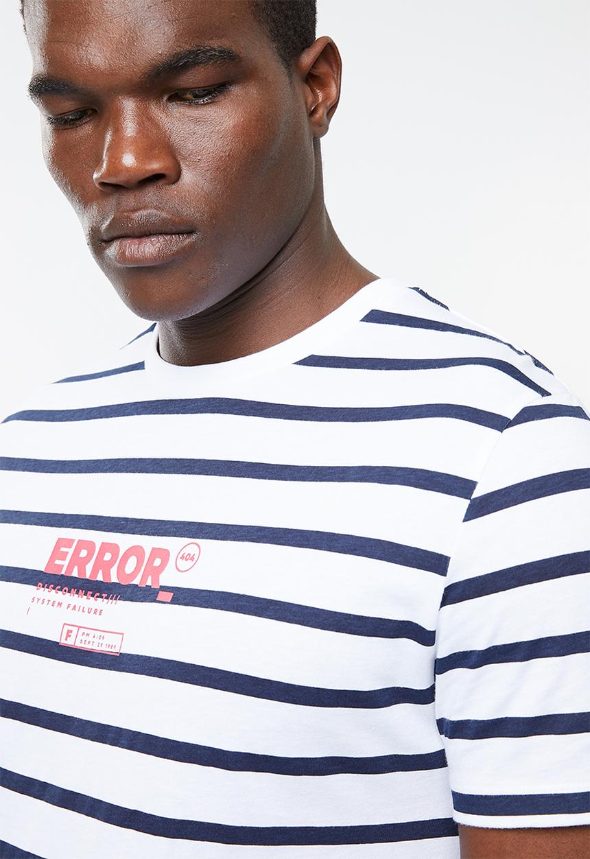 Superbalist - Stripe graphic crew neck tee - white & navy
