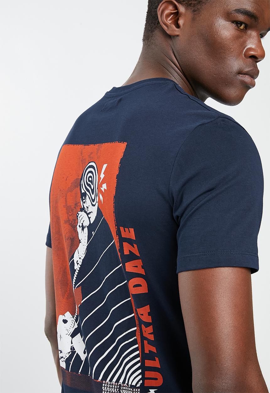 Superbalist - Printed crew neck tee - navy