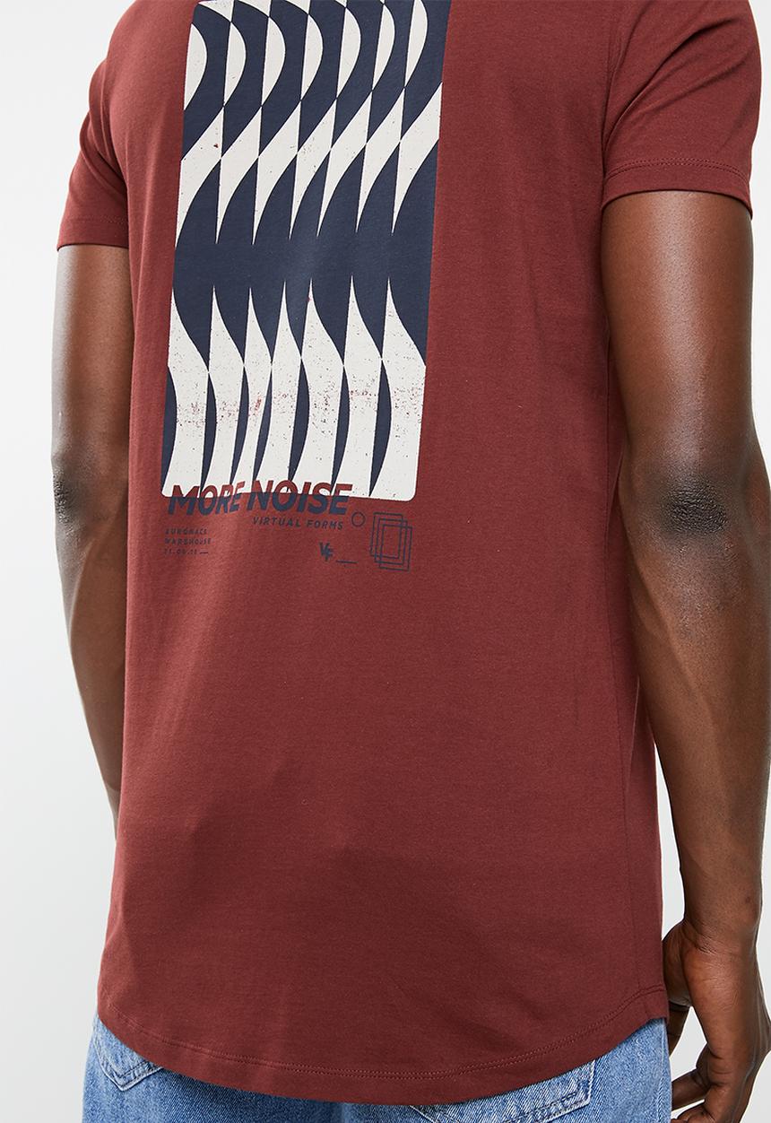 Superbalist - Curved hem longline printed tee - maroon