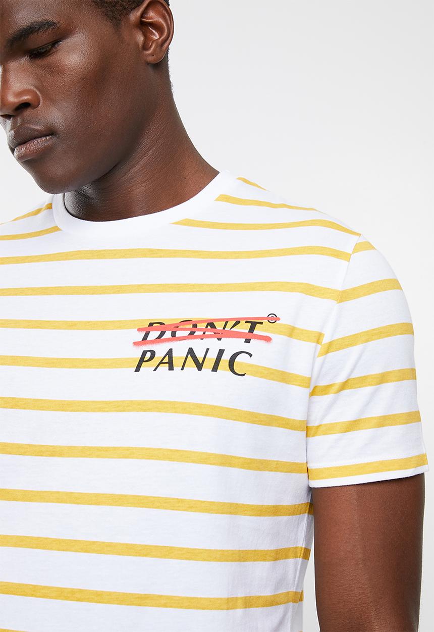Superbalist - Stripe graphic crew neck tee - white & yellow