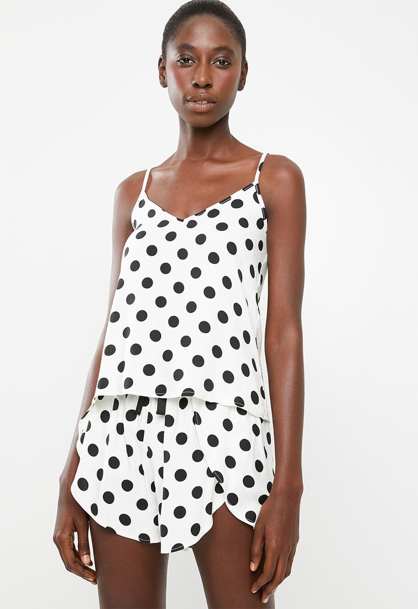 Superbalist - Sleep cami and shorts set - white & black 