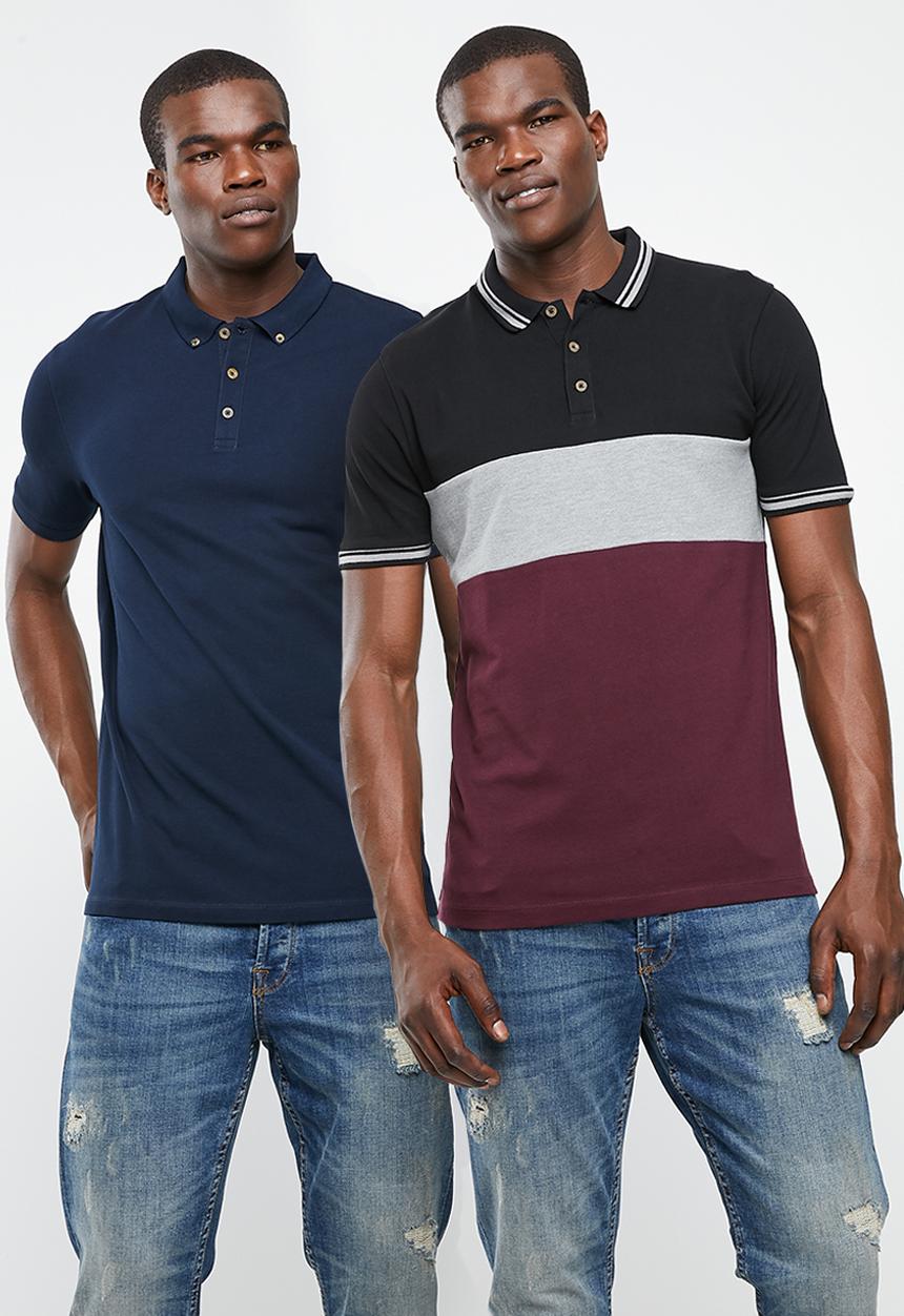 Superbalist - Pique short sleeve slim fit polo combo 2 pack - multi