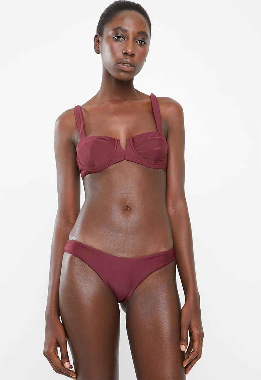 Bacon Bikinis - Retro bikini  bottom - burgundy