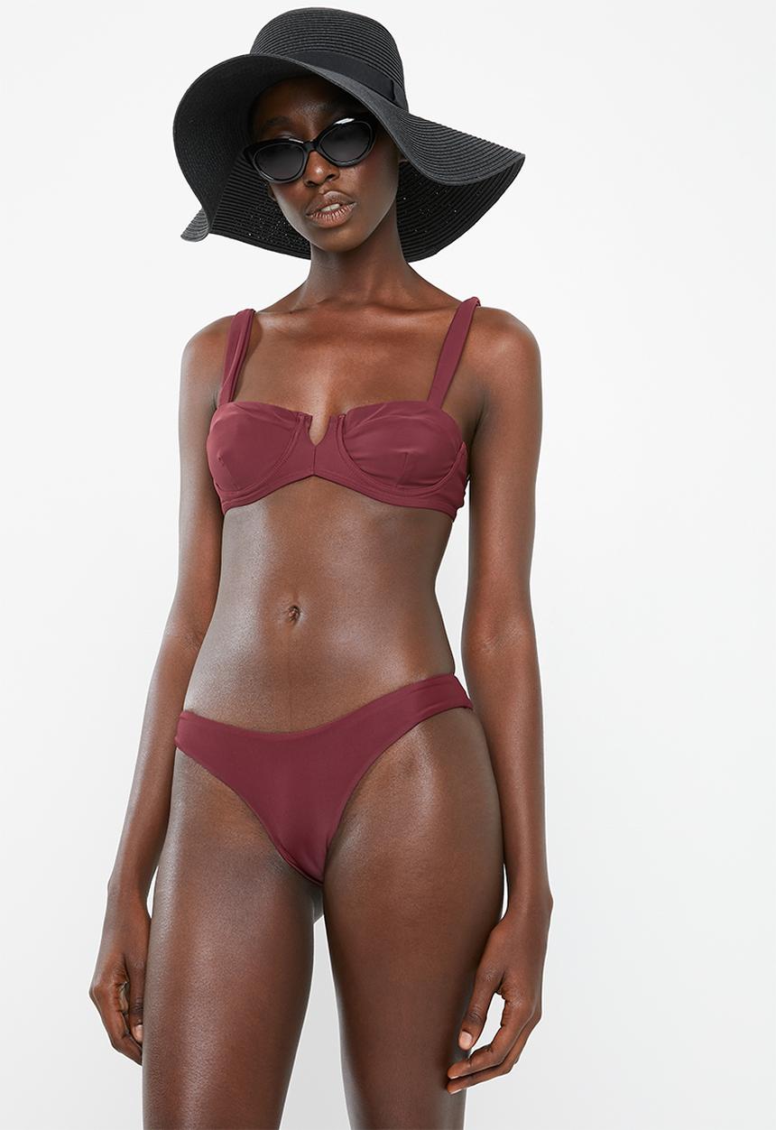 Bacon Bikinis - Retro bikini  bottom - burgundy