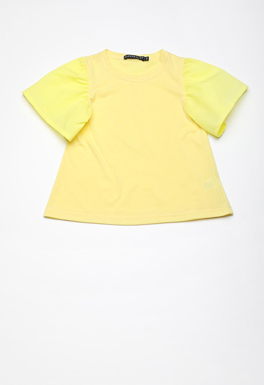 Superbalist - Woven knit ruffle tee - yellow