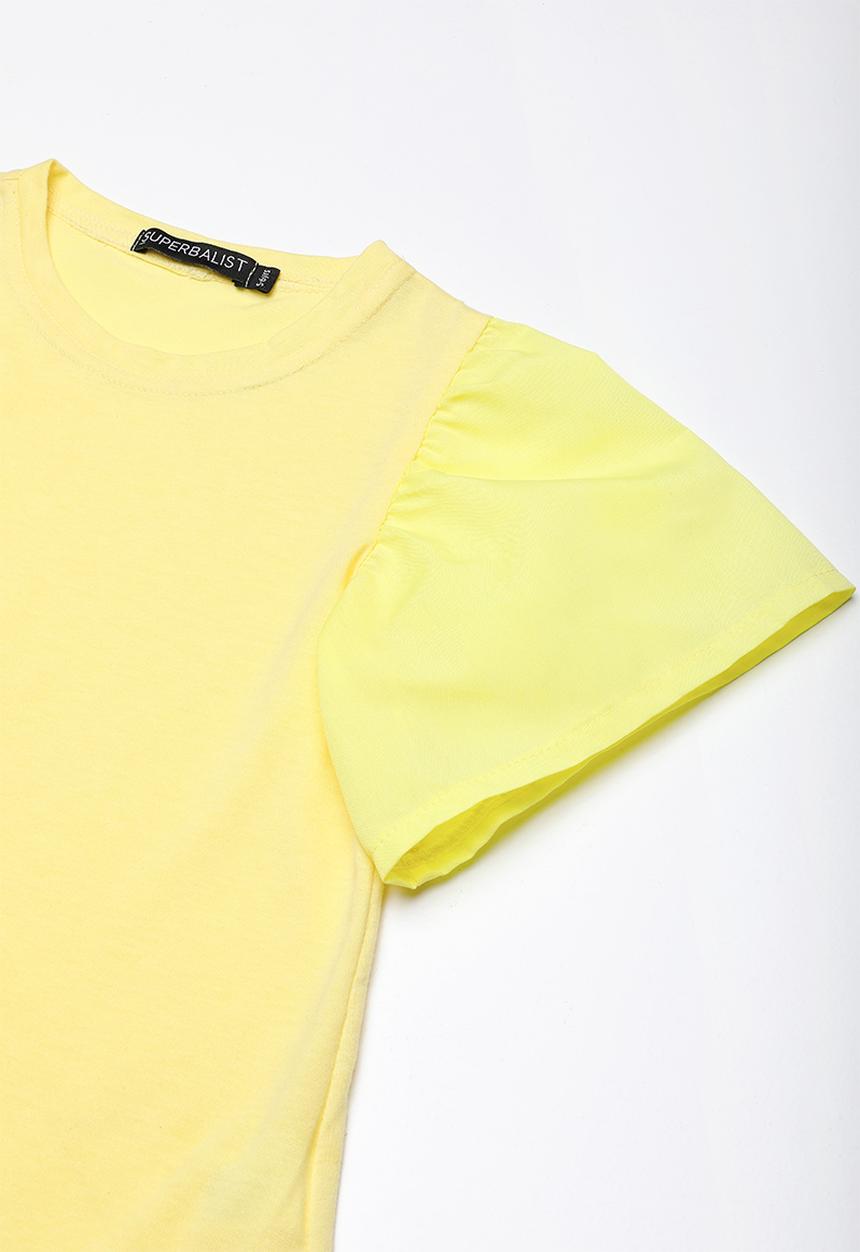 Superbalist - Woven knit ruffle tee - yellow
