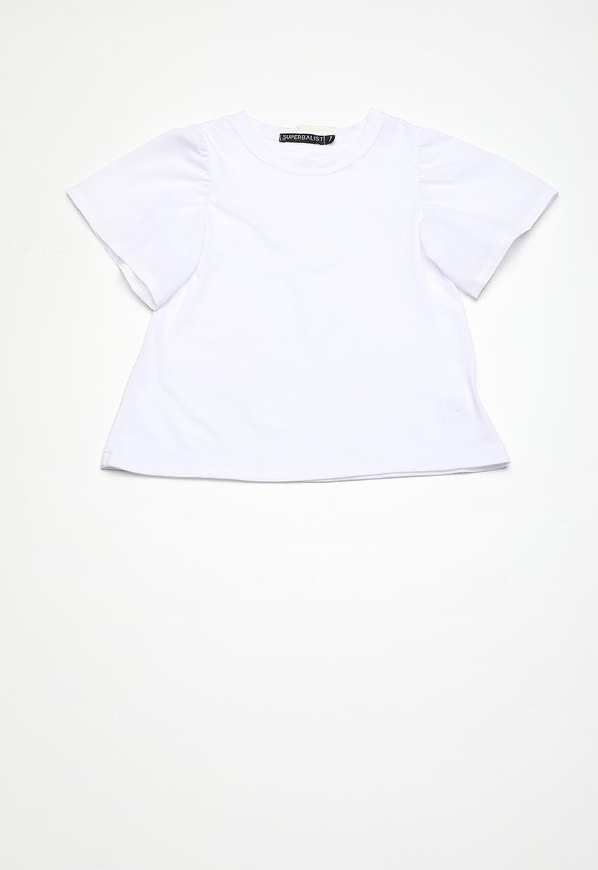 Superbalist - Woven knit ruffle tee - white