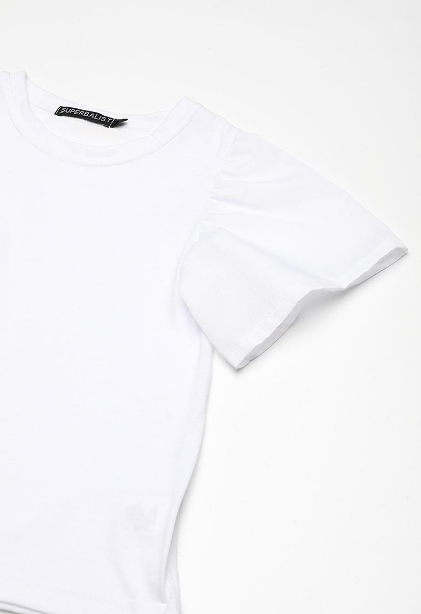 Superbalist - Woven knit ruffle tee - white
