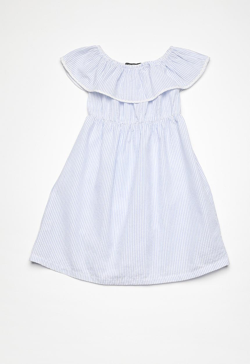 Superbalist - Frill ric rac stripe dress - blue