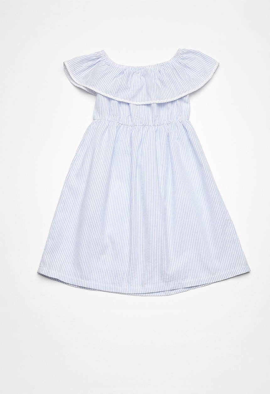 Superbalist - Frill ric rac stripe dress - blue