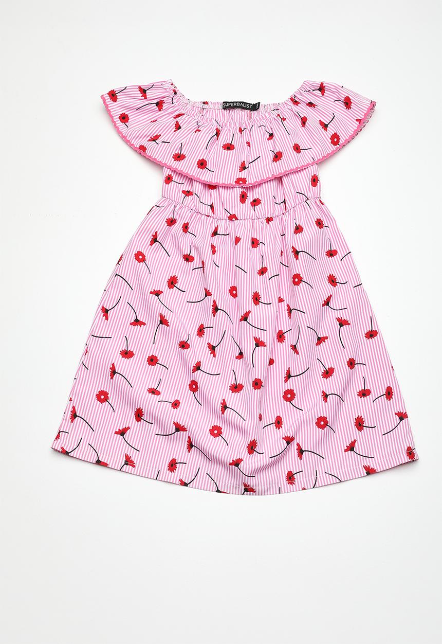 Superbalist - Frill ric rac stripe dress - pink