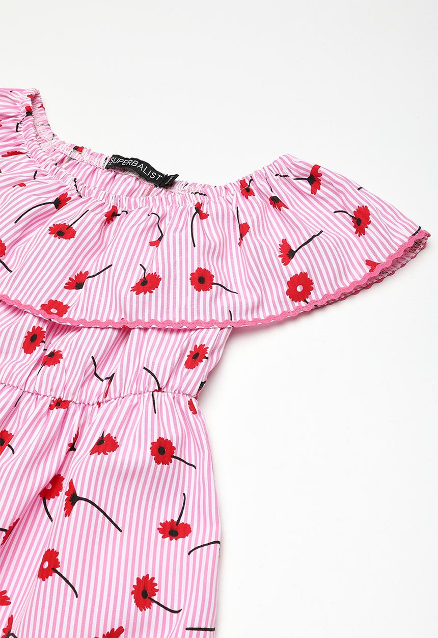 Superbalist - Frill ric rac stripe dress - pink
