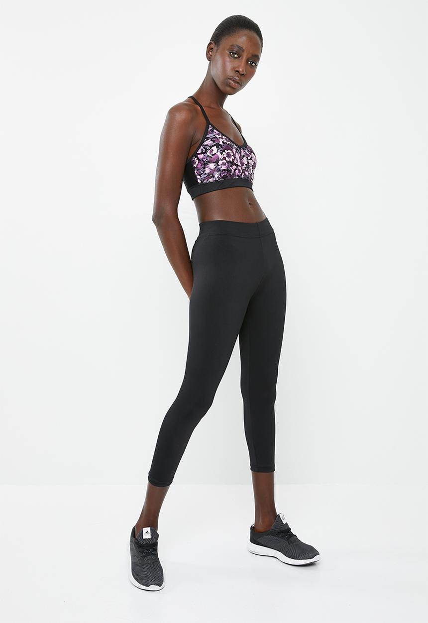 Superbalist - Strappy printed yoga crop bra - black & purple 
