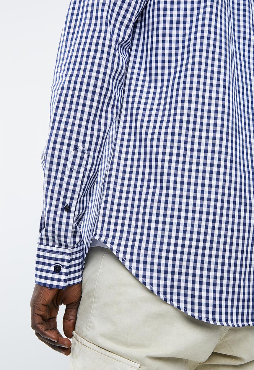 Superbalist - Slim fit long sleeve point collar shirt - navy & white 