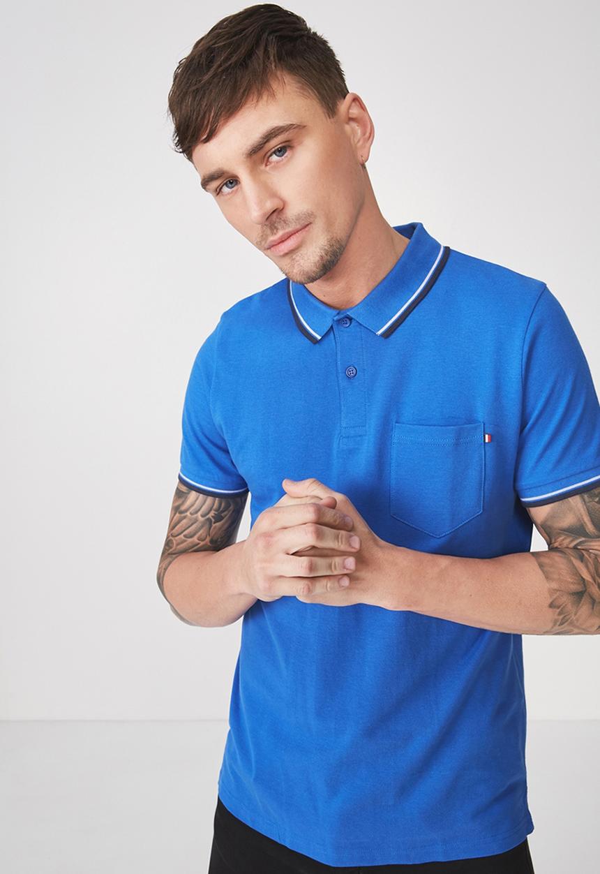 Cotton On - Icon short sleeve polo - blue