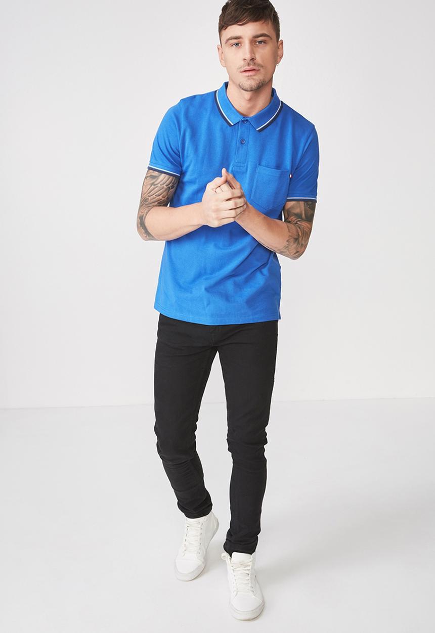 Cotton On - Icon short sleeve polo - blue