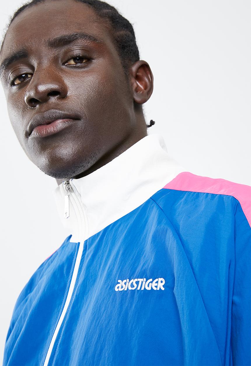 Asics Tiger - Colourblock woven full zip long sleeve jacket - blue