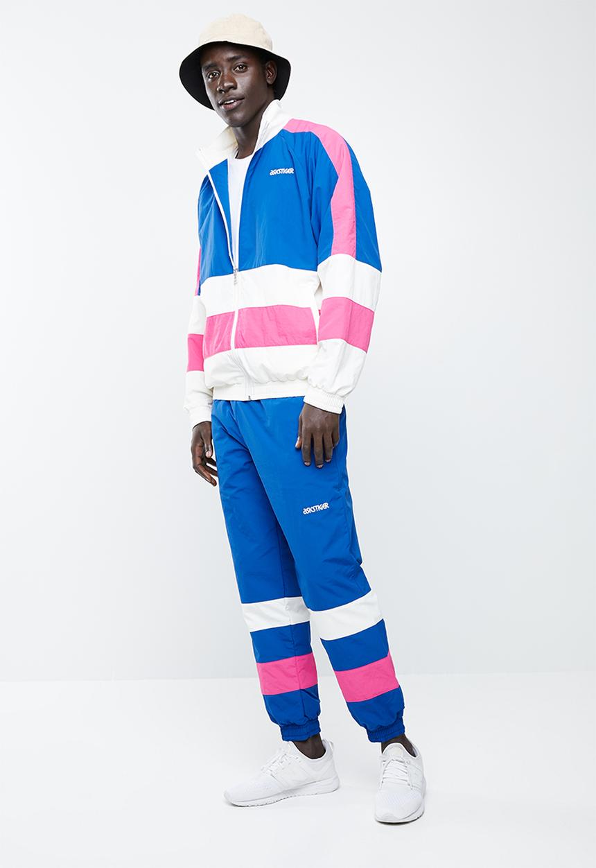Asics Tiger - Colourblock woven full zip long sleeve jacket - blue