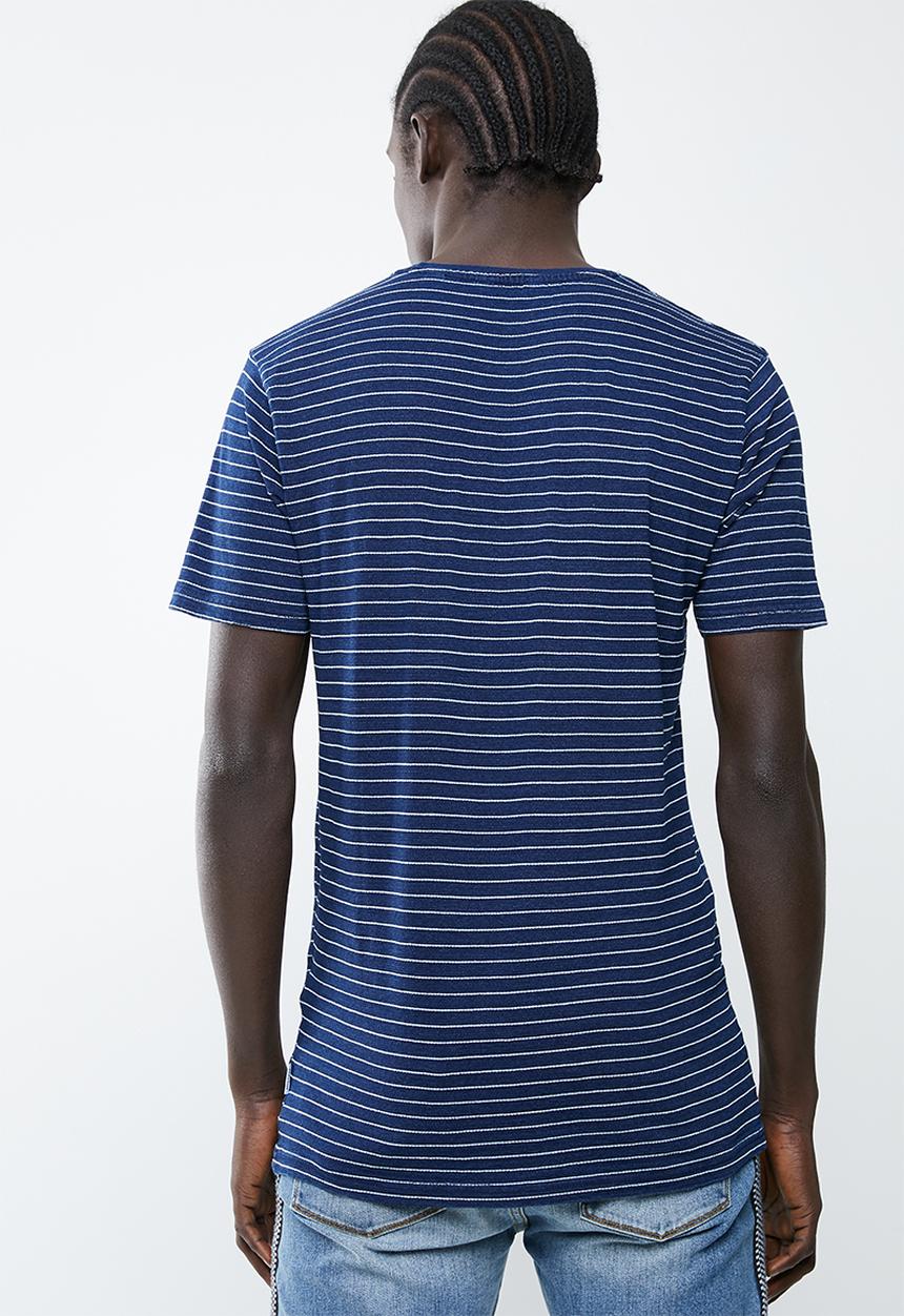 Only & Sons - Indigo chi stripe tee - navy