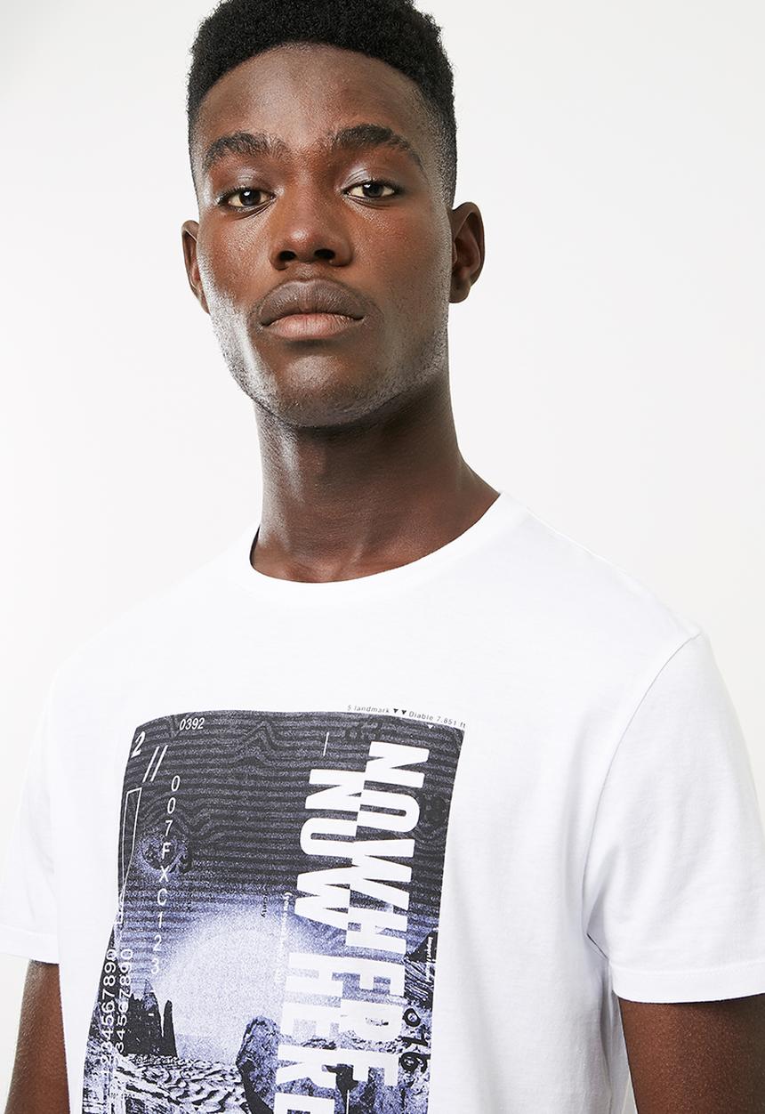Superbalist - Curved hem longline tee printed  - white