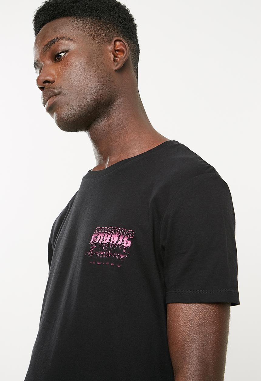 Superbalist - Curved hem longline tee printed - black 