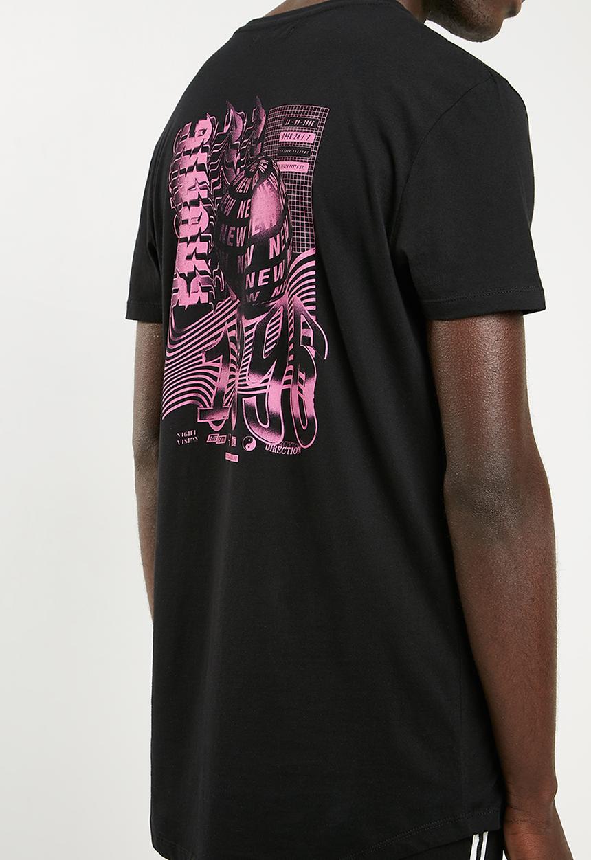 Superbalist - Curved hem longline tee printed - black 