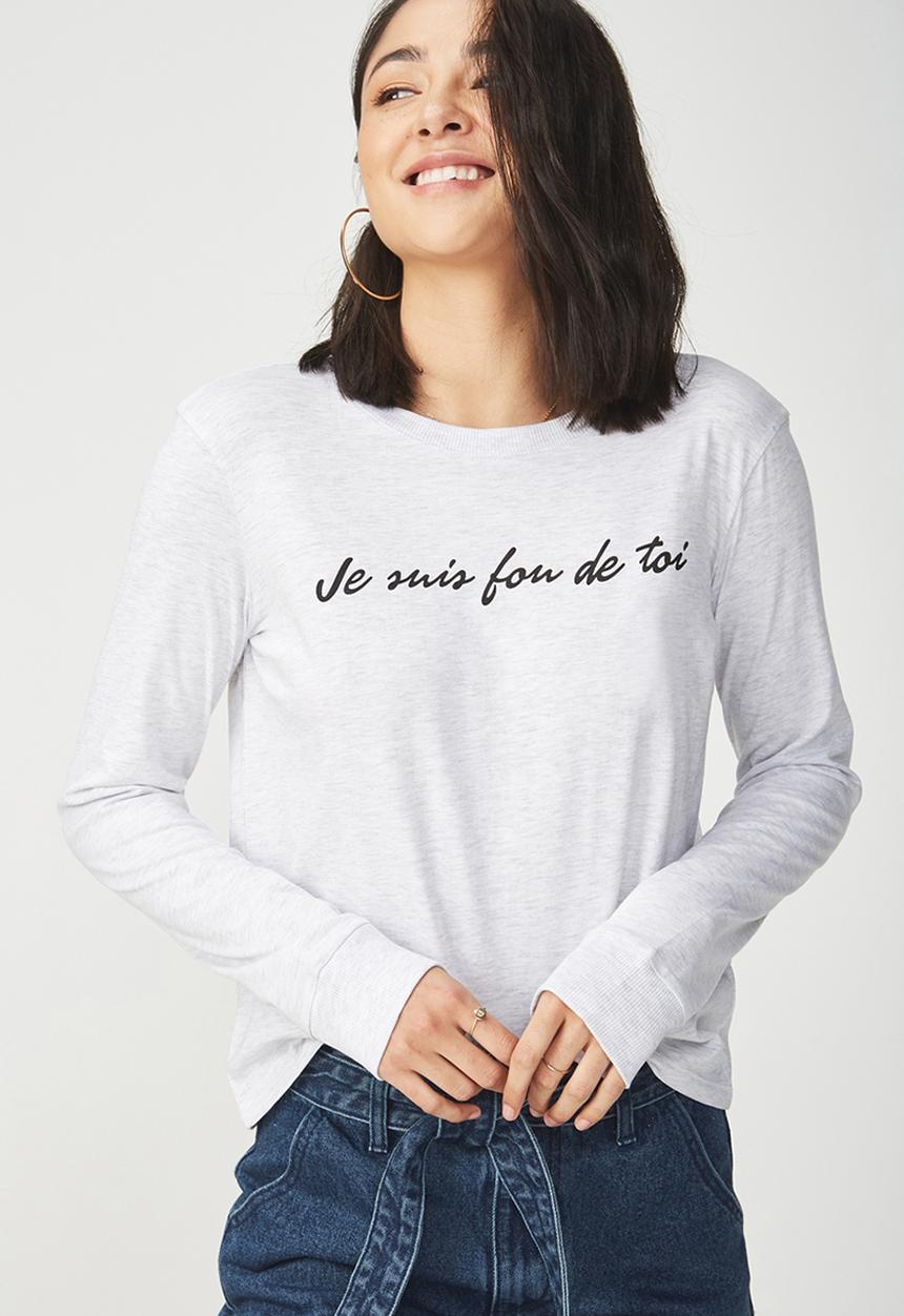 Cotton On - Tbar tammy summer chopped graphic long sleeve tee - white
