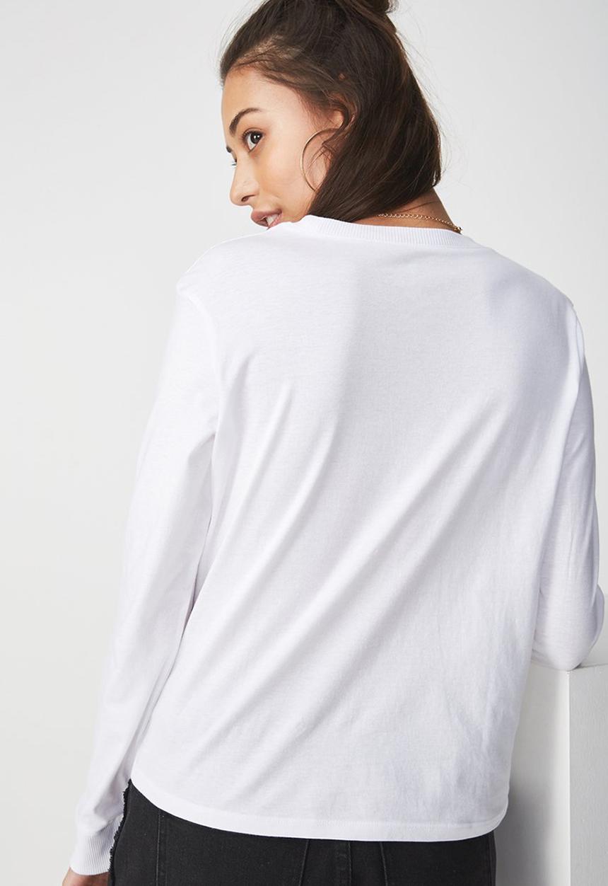 Cotton On - Tbar tammy chopped graphic long sleeve - white