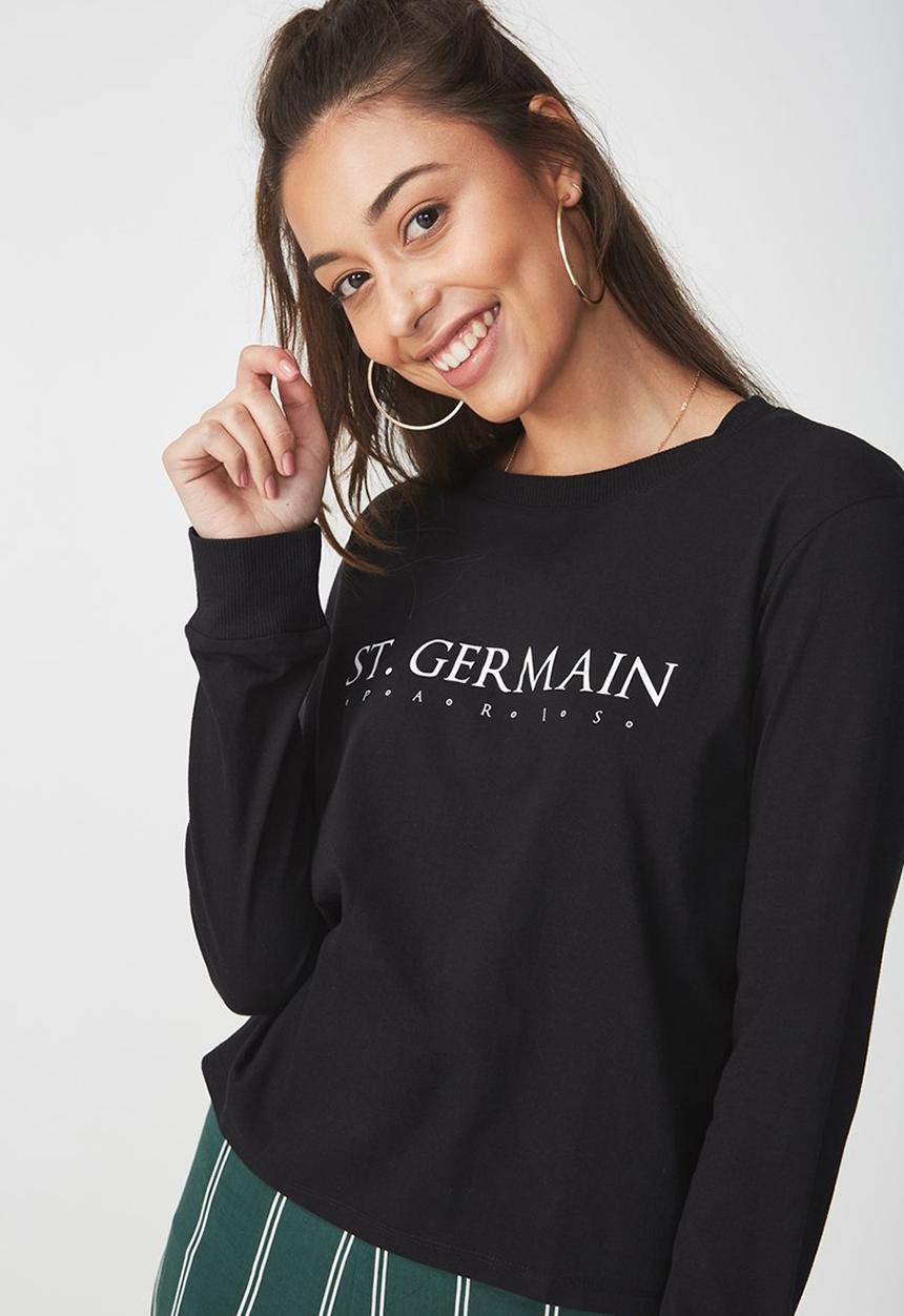 Cotton On - Tbar tammy chopped graphic long sleeve - black