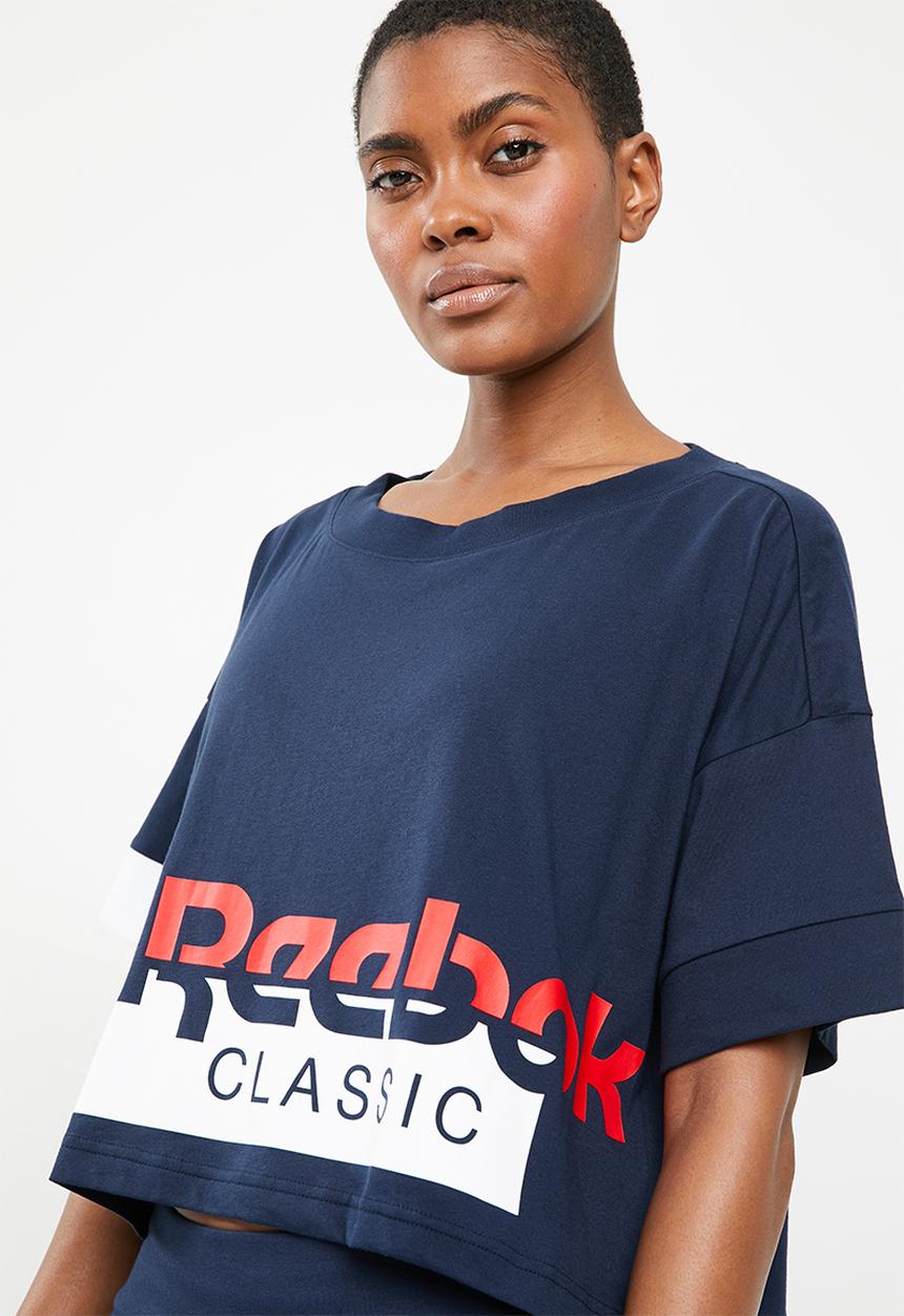 Reebok Classic - Cropped tee - navy & white