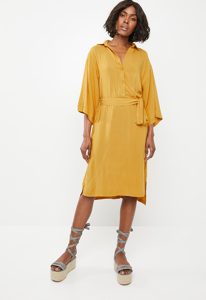 STYLE REPUBLIC - Self-tie shirt dress - yellow