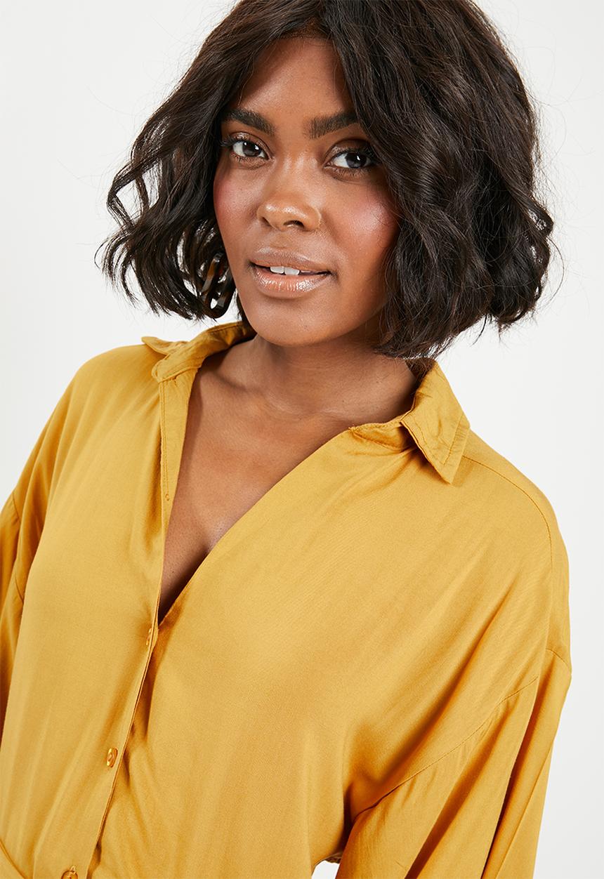STYLE REPUBLIC - Self-tie shirt dress - yellow