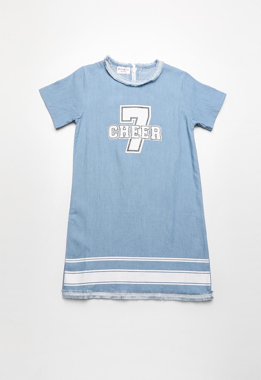 Pop Candy - 7 Cheer printed tee dress - blue
