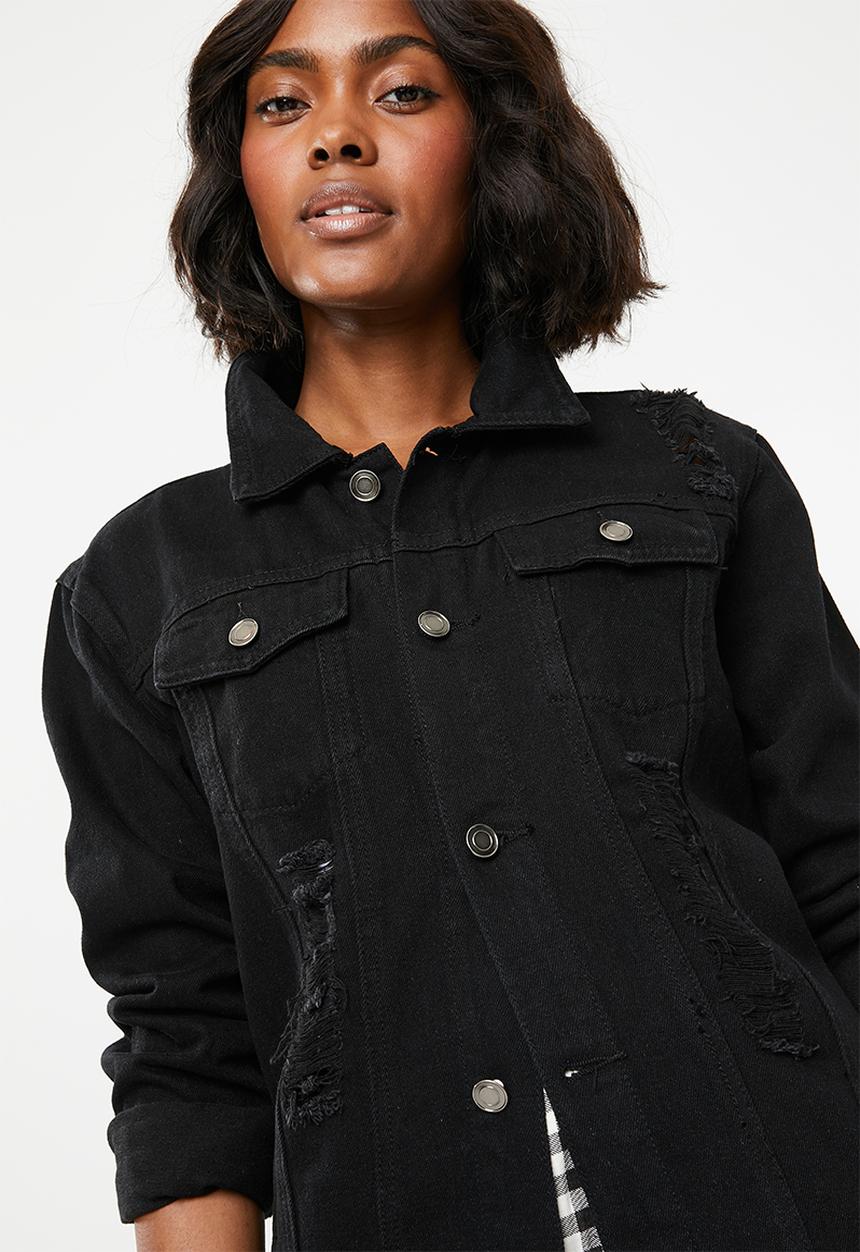 STYLE REPUBLIC - Longer length denim trucker - black