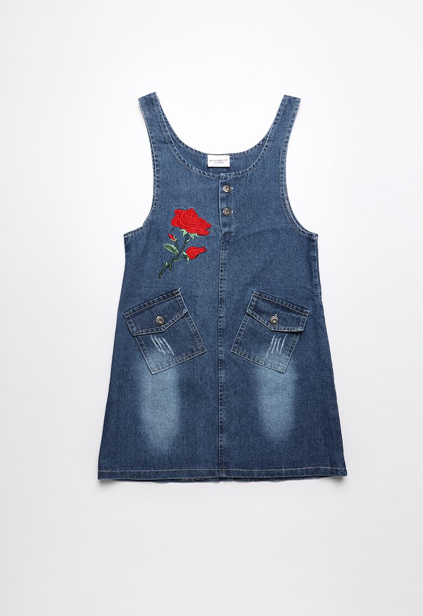 Pop Candy - Denim dungaree dress - blue