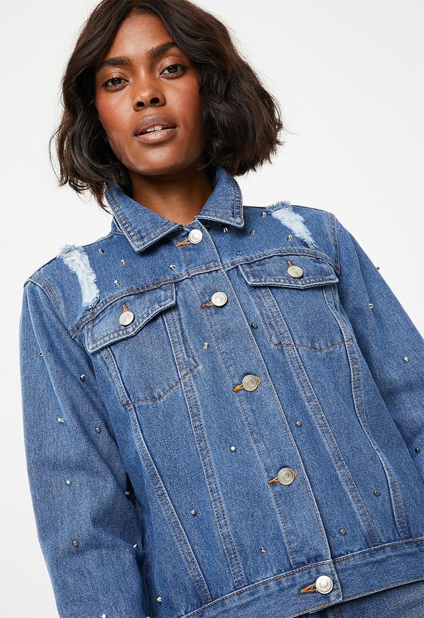 STYLE REPUBLIC - Studded trucker denim jacket - blue