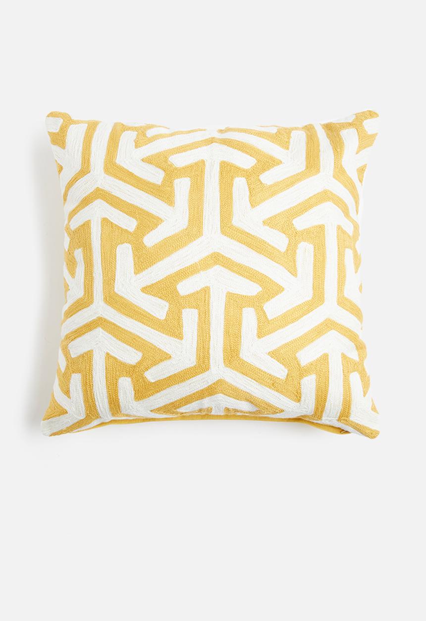 Sixth Floor - Kari woven cushion cover - yellow & white