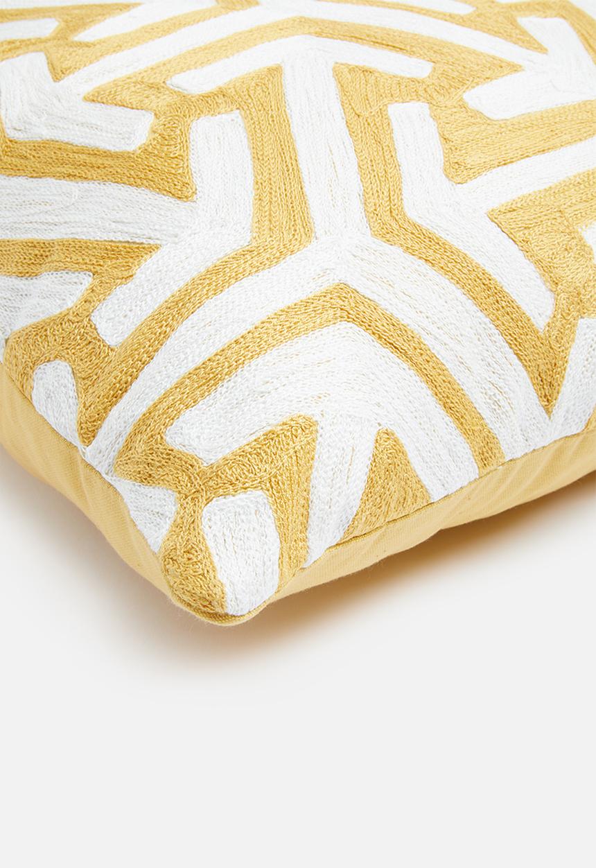 Sixth Floor - Kari woven cushion cover - yellow & white