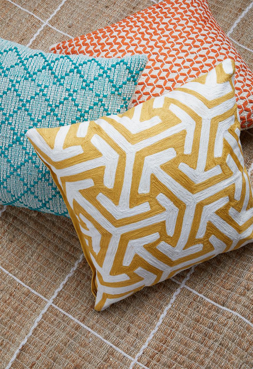 Sixth Floor - Kari woven cushion cover - yellow & white