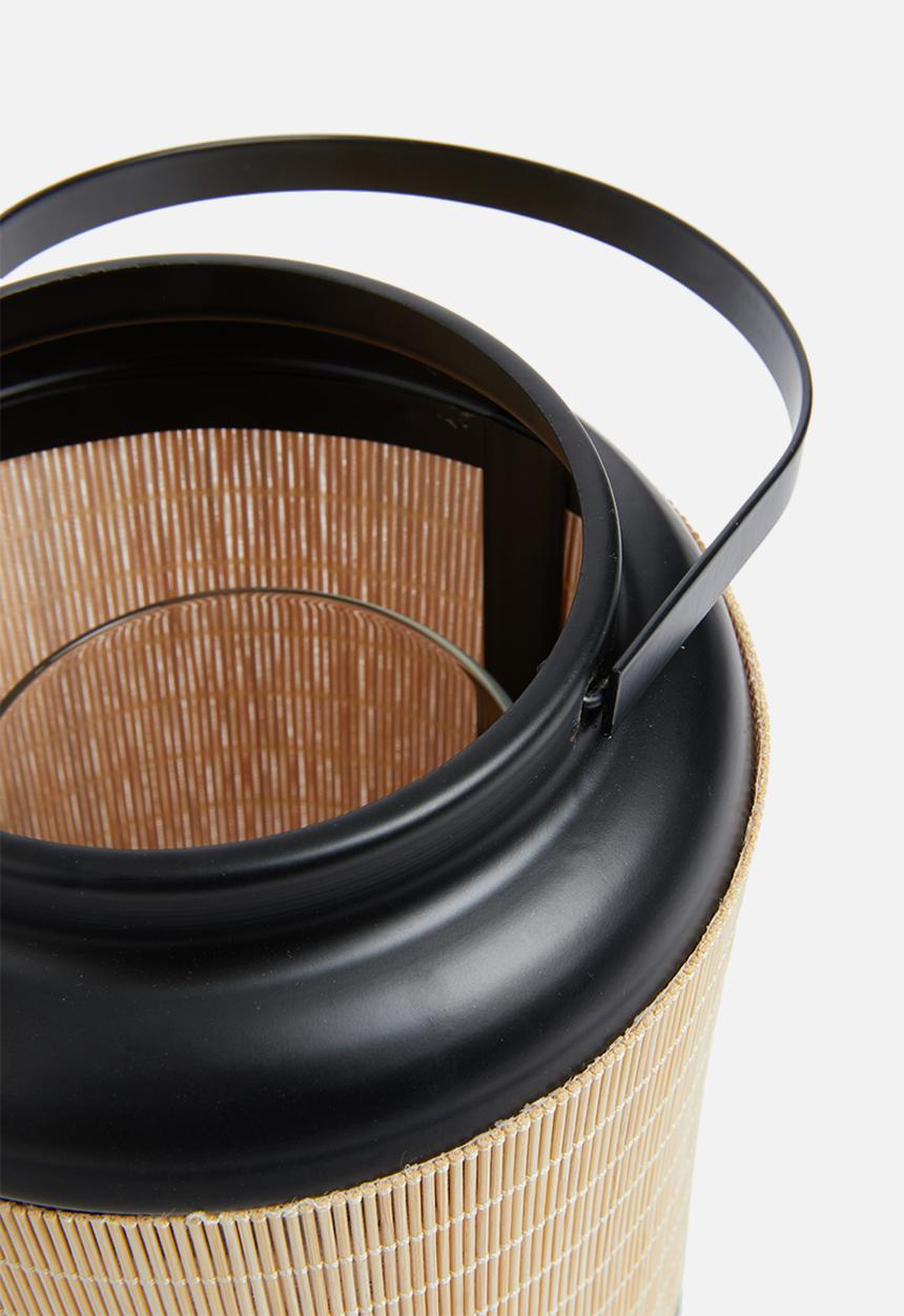 Present Time - Lines bamboo lantern - medium black