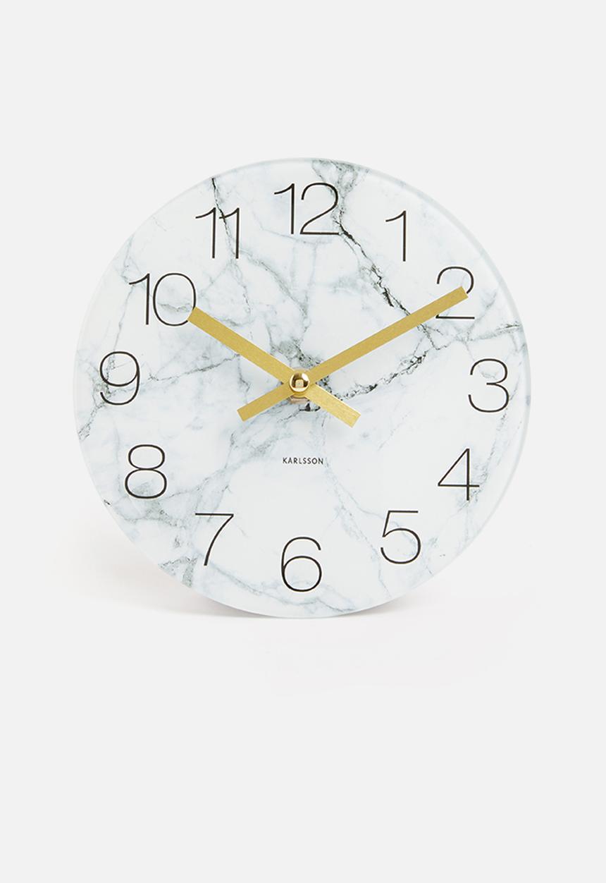 Present Time - Glass marble wall clock - small white
