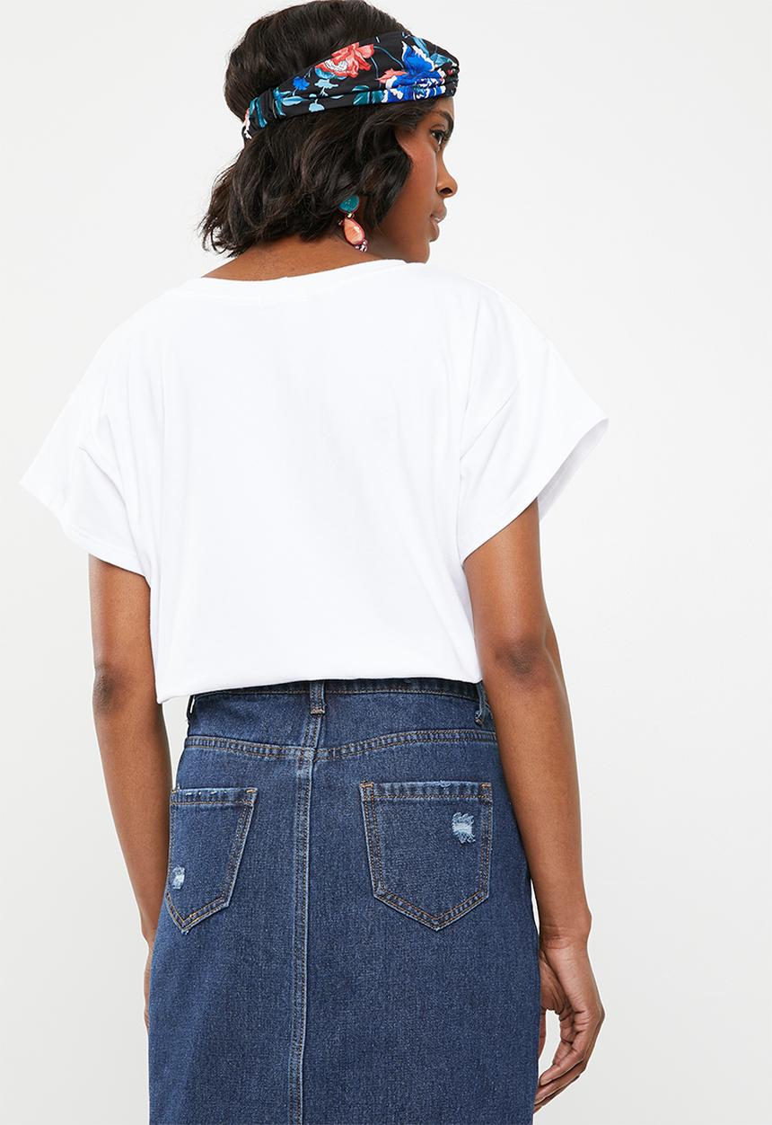 STYLE REPUBLIC - Boxy dropped shoulder T-shirt - white