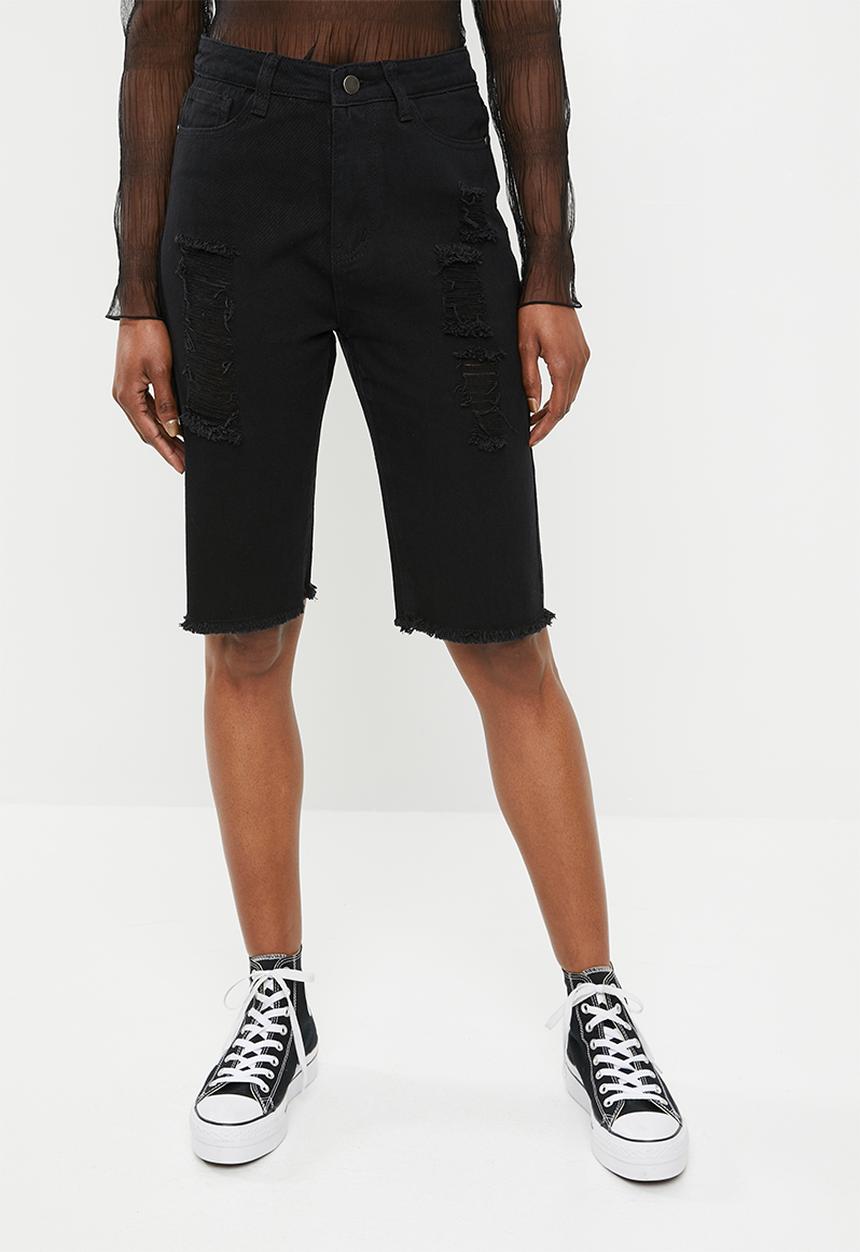 STYLE REPUBLIC - Longline denim shorts-black