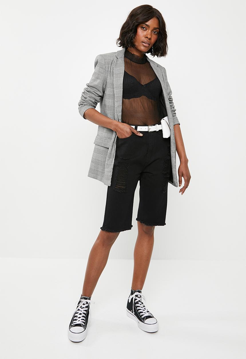 STYLE REPUBLIC - Longline denim shorts-black